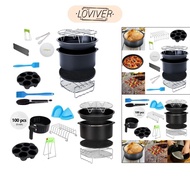 LOVIVER 12pcs/set 8' Air Fryer Accessories 4.2QT-6.8QT Skewers Rack Baking Papers