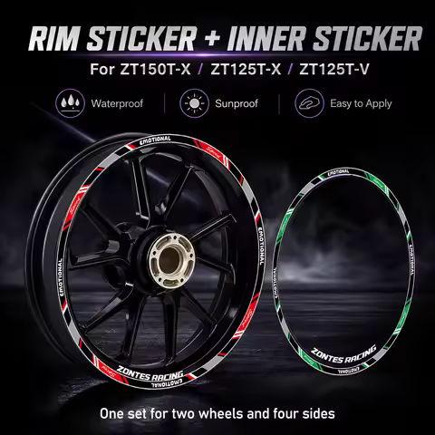 14&13-inch Wheel Rim Decals for Zontes ZT150T-X ZT125T-X ZT125T-V Motorcycles Vinyl Decals for Inner
