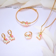 Hyl Jewelry 90S Set Perhiasan Anak Titanium Emas Lapis Terbaru Anti Karat Muda 24k