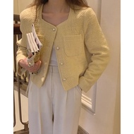 SUXI Minimalist Korean Style Vintage Blazer Slim Fit Square Neck Long Sleeved Women's Short Jacket 240112