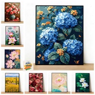 HY-stretched frame-/32*40cm/40*50/50*60- Color by number painting - Bright flowers with stretched fr