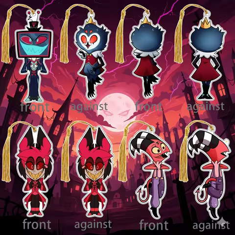 Helluva Boss Acrylic Self-Made Hazbin Hotel Alastor 3 Vees Vaggie Keychain Peripherals Keychain Cart