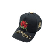 Ed Hardy Endless Love Baseball Cap – Women’s Adjustable Cotton Twill Hat with Rhinestone Hearts