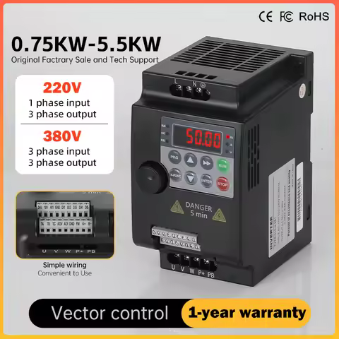 220V 1-3PH 380V 3-3PH Economical VFD Inverter Variable Drive Converter 0.75KW/1.5KW/2.2KW/4KW/5.5KW 