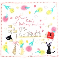 日本精品 宮崎駿 魔女宅急便 Kiki's Delivery Service Cat 黑貓 柔軟手巾 毛巾 Face & Hand Towel Handkerchief 10寸- 貓咪和鬱金香