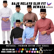 New Arrival Sempurna Baju Melayu Dewasa Warna Black Baby Blue Mocha Brown Pink Belacan Green White S