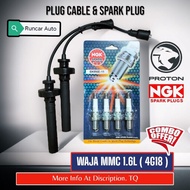 [ Proton ] Ignition Plug Cable Set • Proton WAJA Mmc 1.6L  4g18 • With ORIGINAL Ngk Spark Plugs • BK