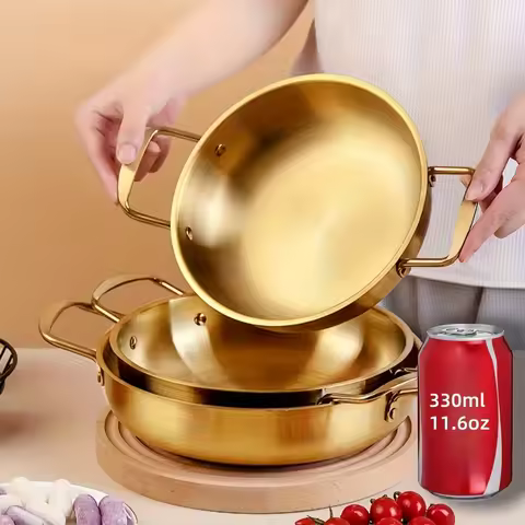 Korean-Style Hot Pot Golden Pot Korean Instant Noodle Pot Stainless Steel Soup Pot Golden Ramen Pot 