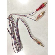 2 to 1 TRANSPARENT RCA AUDIO CABLE 2-1 RCA to Mini Stereo Cable/