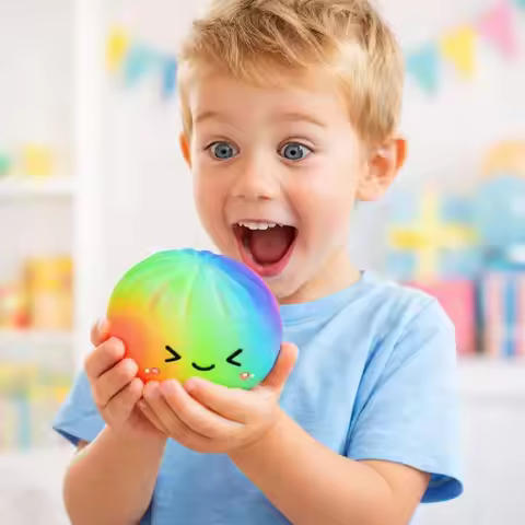 Rainbow Color Dumplings Squishy Soft Slow Resilience Squishy with Steamer Fidget Steamed Bun Squishy