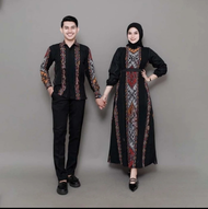 Baju Couple Tenun Kondanggan-Set Couple Prewedding-Couple Tenun Wanita -Dres Tenun Hitam-Dres