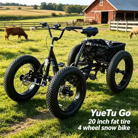 20inch Cargo Bike Fat Tire 4 Wheel Bicycle Pedal Four Wheeler Can Be Used As Cargo for City Travel w