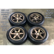 USED RIM TE37 16 INCH WITH TYRE 205/55/16 FOR ARUZ PREVE EXORA INSPIRA NAZA RIA NISSAN SERENA