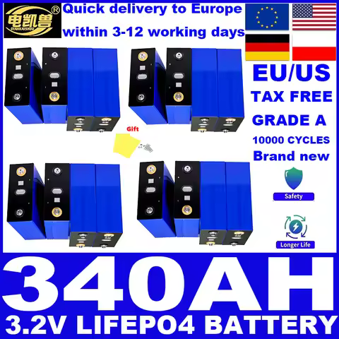 10000 Cycles 3.2V 320Ah 340AH Lifepo4 Rechargeable Battery Grade A DIY 12V 24V 48V 72V 96V RV EV Boa