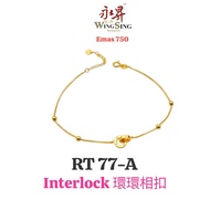 Wing Sing 750 黄金款式手链 Rantai Tangan Emas Fesyen 750 750 Fashion Gold Bracelet