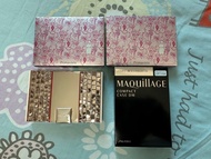 （不含粉餅）日本Shiseido 資生堂 MAQUilLAGE compact 金色粉餅盒 ,  sofina姆明粉盒（全新）