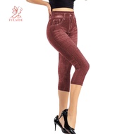fulaide- 3/4 Trousers Fashion Casual Elasticity Elasticity Hip Lift Pants