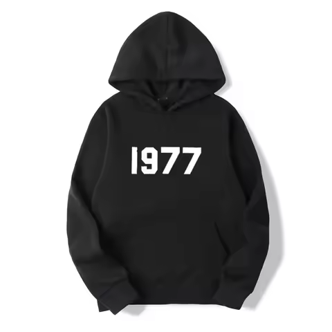 1977 New Printed Unisex Hooded Sweater, Hip Hop Street Minimalist Sporty Style, Autumn & Winter Knit