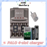 PALO 4-slot battery charger for 1.2V AA AAA AAA Ni-MH Ni-CD 9V 6F22 Rechargeable batteries