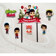 Topper toper decoration skewer cake rice cake tumpeng happy birthday birthday character omar and han