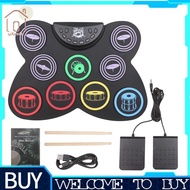 Electric Drum Set, 9 Pads Silicon Foldable Electronic Drum with Headphone Jack,Build in Speaker ,Foo