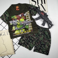 IDC Setelan Baju Anak Laki-laki Army Tentara Loreng Lengan Pendek Keren Gagah / Stelan Baju Tentara 