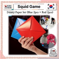 Squid Game Ddakji Paper Set (Blue 2pcs + Red 2pcs) – Authentic Korean Traditional Folk Game