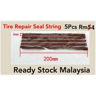 (5 pieces)Tayar Car Van Kereta Tubeless Seal Strip Plug Tire Puncture Repair Recovery Kit Punctured (6mm x 200mm)