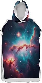 Joisal Lightweight Surf Poncho Changing Robe for Adults Beach Bath Hooded Towels Vibrant Space Cosmo