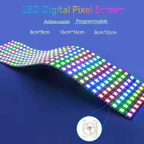 1-10Pcs WS2812B 5050 RGB Flexible 8X8 16X16 8X32Leds Pixel Matrix Screen Panel WS2812 Individually A