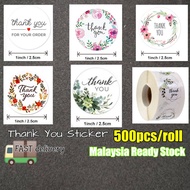 【Ready Stock】500pcs/Rolls Thank You sticker/ Kraft Stickers/ Label Sealing/谢谢 ThankYou