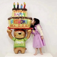 LILIN Jumbo foil balloon chocolate bear birthday cake large teddy bear happy birthday cake tart cupc