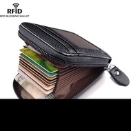 [Cc wallet] Men 39;s Wallet Genuine PU Leather Credit Card Holder RFID Blocking Zipper Pocket Men bag Multi card zipper