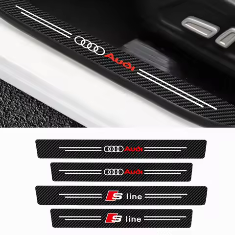 Car Door Sill Protector Stickers Waterproof Wear-Resistant Center Cover For Audi Sline A1 8P B3 A4 A