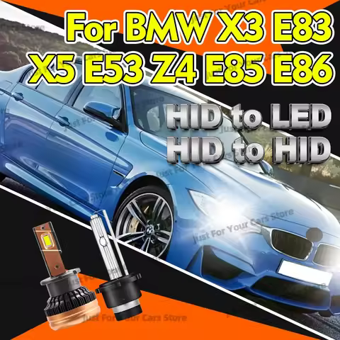 2x Auto Headlights D2S Xenon HID/LED D2 ​For BMW X3 E83 2003-2006 ​X5 E53 1999-2006 ​Z4 E85 E86 2002