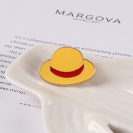 Lovelylife🔥 One Piece Luffy Straw Hat Brooch Metal Cartoon Badge Bag Dekorasi