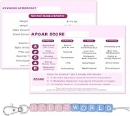 Cervical Dilation Beads with APGAR Score Newborn Assessment Reference Card (Hello World)