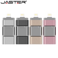 Jaster แฟลชไดรฟ์3.0 USB 128GB สำหรับ iOS iPad PC ไดรฟ์ปากกา64GB 3 in 1 pendrive 32GB 16GB OTG Memory Stick ซิลเวอร์ U Disk