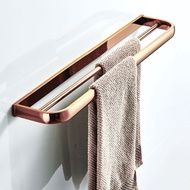 Rose Gold Brass Square Double Bar Towel Rail Holder Wall Mounted Towel Rail Holder Bathroom Accessories