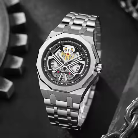 1 Piece of Men's Vintage Wristwatch - With a Dial Design Featuring Gear Elements, Rectangular Hands,