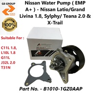 Nissan Water Pump Assy ( EMP A+ ) - Nissan Latio/Grand Livina 1.8 Sylphy /Teana 2.0 & X-Trail ( B101