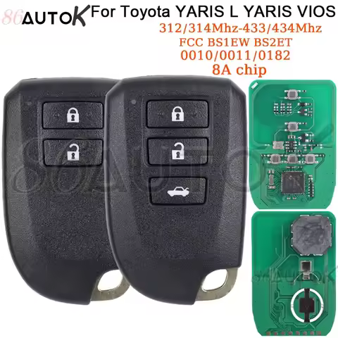 Car Remote Key For Toyota YARIS L VIOS 0010 0011 0182 312/314 433/434mhz 8A Chip P4 39 FCC BS1EW BS2