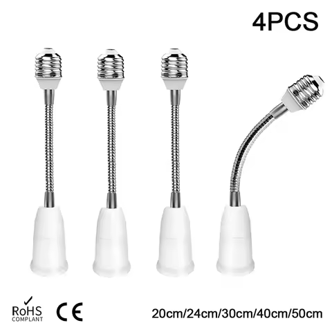 Universal 360℃ Elbow E27 to E27 Lengthened Lamp Holder Tube LED Light Bulb Base Lamp Head Socket 20c