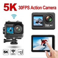5K 30fps/4K 60fps WiFi Motorcycle Bike Helmet Mini Action Camera Anti-Shake Dual Screen Waterproof 4
