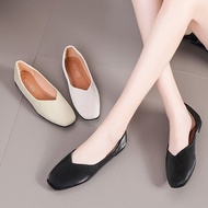 41 42 43 Plus Size Women's Shoes, Solid Color Flat Shoes, Minimalist Comfortable Lazy Shoes (Square 