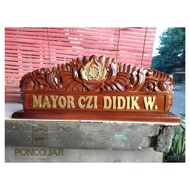 Papan Nama Kayu Jati Ukiran Jepara