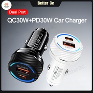 FS 60W Dual Ports High-Power Fast Charger QC30W+PD30W Car Charger Adapter Type C Phone Charger Adapt