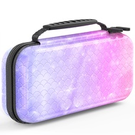 Mermaid Hard Carrying Case for Nintendo Switch/Oled-Purple Portable Travel Case with Soft TPU Protective Case Cover Compatible with Nintendo Switch for Girls