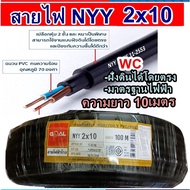 สายไฟ NYY 2x10 ตัดแบ่งยาว10เมตร สายไฟฝั่งดิน nyy2x10 มาตรฐานการไฟฟ้า ป้องกันความชี่น ฝังดินโดยตรง สา