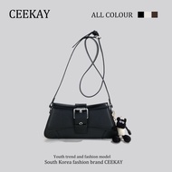 CEEKAY CK124 low-cut smooth leather crossbody and shoulder bag with strap buckle [READY STOCK] [with